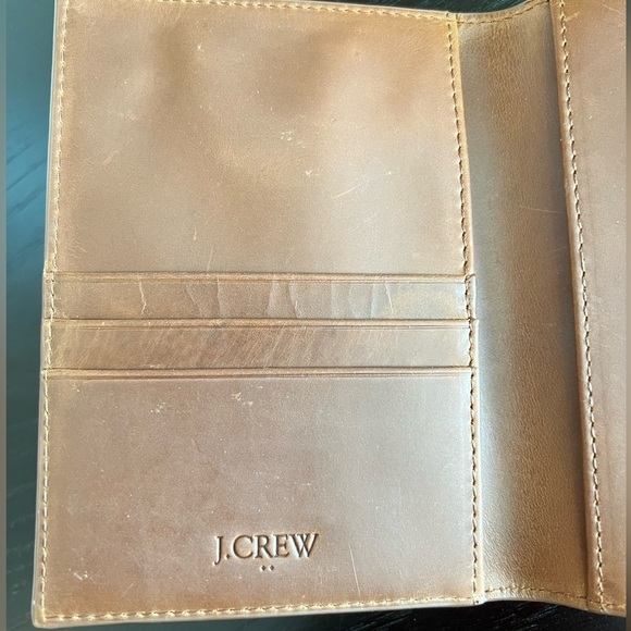 J.CREW Men's Leather Passport Case Holder Tan Brown - Picture 2 of 11